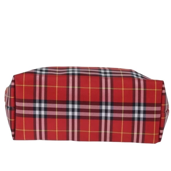 đ¤śSALEđ¤śBURBERRY LONDON Tote red canvas bluelabel antique gold trim leather handle - Picture 4 of 6